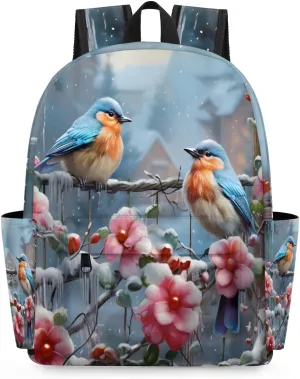 Cute Bird Kids Backpack for Boys Girls Winter Flower Preschool Toddler Backpack Kindergarten Nursery Bookbag Travel Children Lightweight School Bag