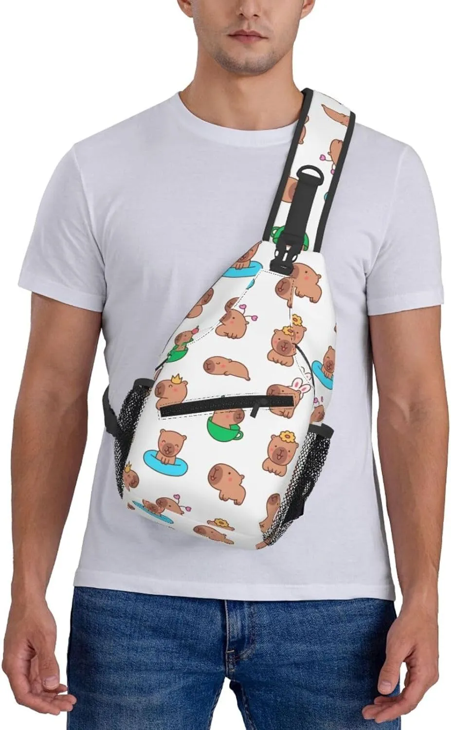Cute Capybara Crossbody Sling Backpack Sling Bag Adjustable Chest Shoulder Daypack For Women Men