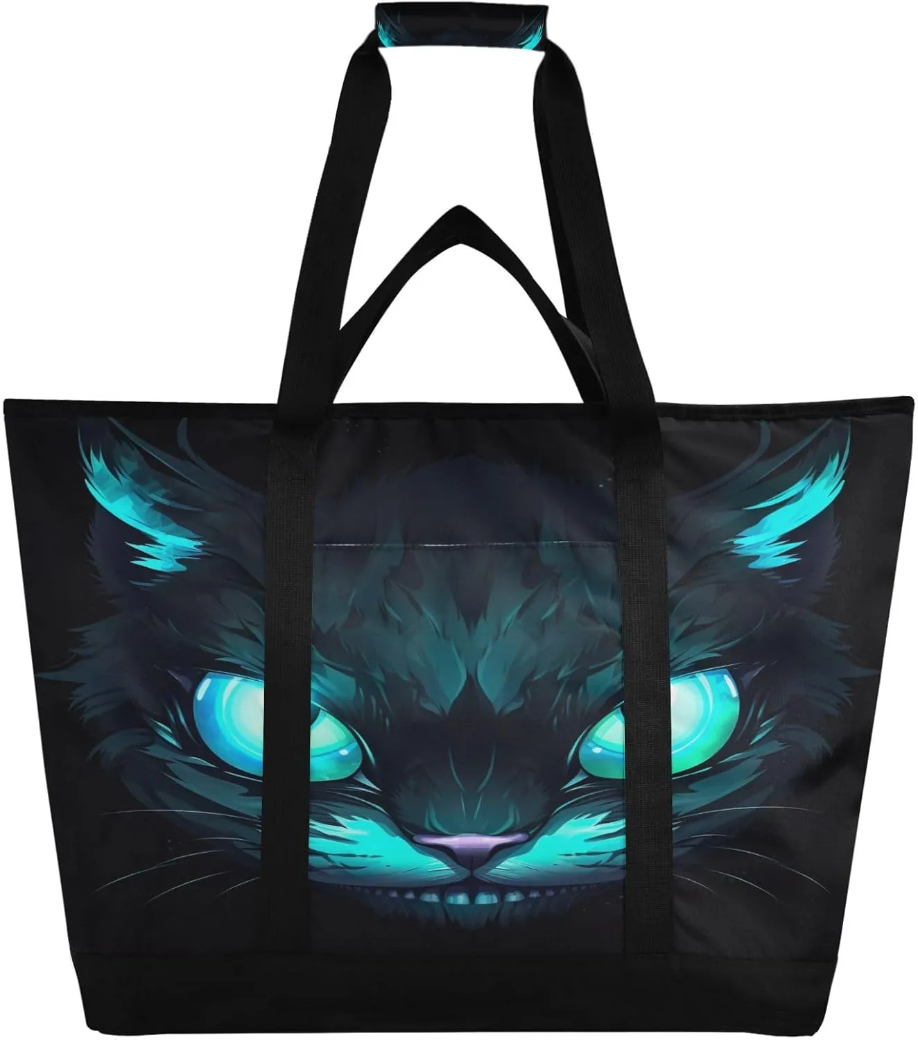 Cute Cat Reusable Insulated Lunchbox Cooler Bag, Leakproof Kitchen Grocery Bag Collapsible Portable Cooler Tote Bag for Picnic, Camping, Office, Travel