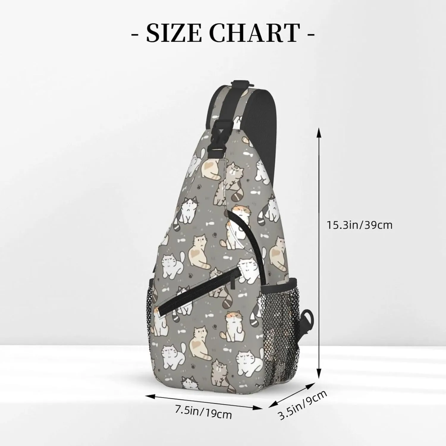 Cute Cat Sling Backpack,Fashion Shoulder Bags Adjustable Crossbody Chest Bag for Women Men Travel Hiking Daypack