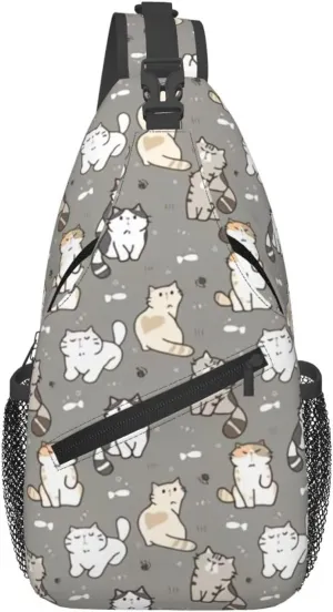 Cute Cat Sling Backpack,Fashion Shoulder Bags Adjustable Crossbody Chest Bag for Women Men Travel Hiking Daypack