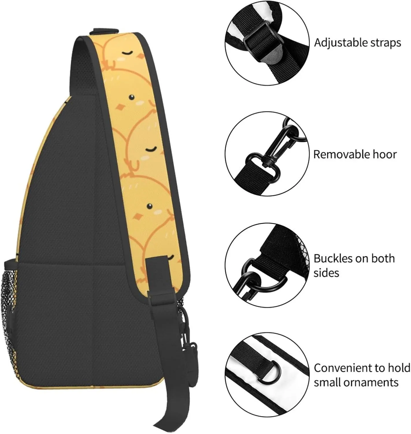 Cute Chickens Crossbody Sling Backpack Sling Bag Adjustable Chest Shoulder Daypack For Women Men
