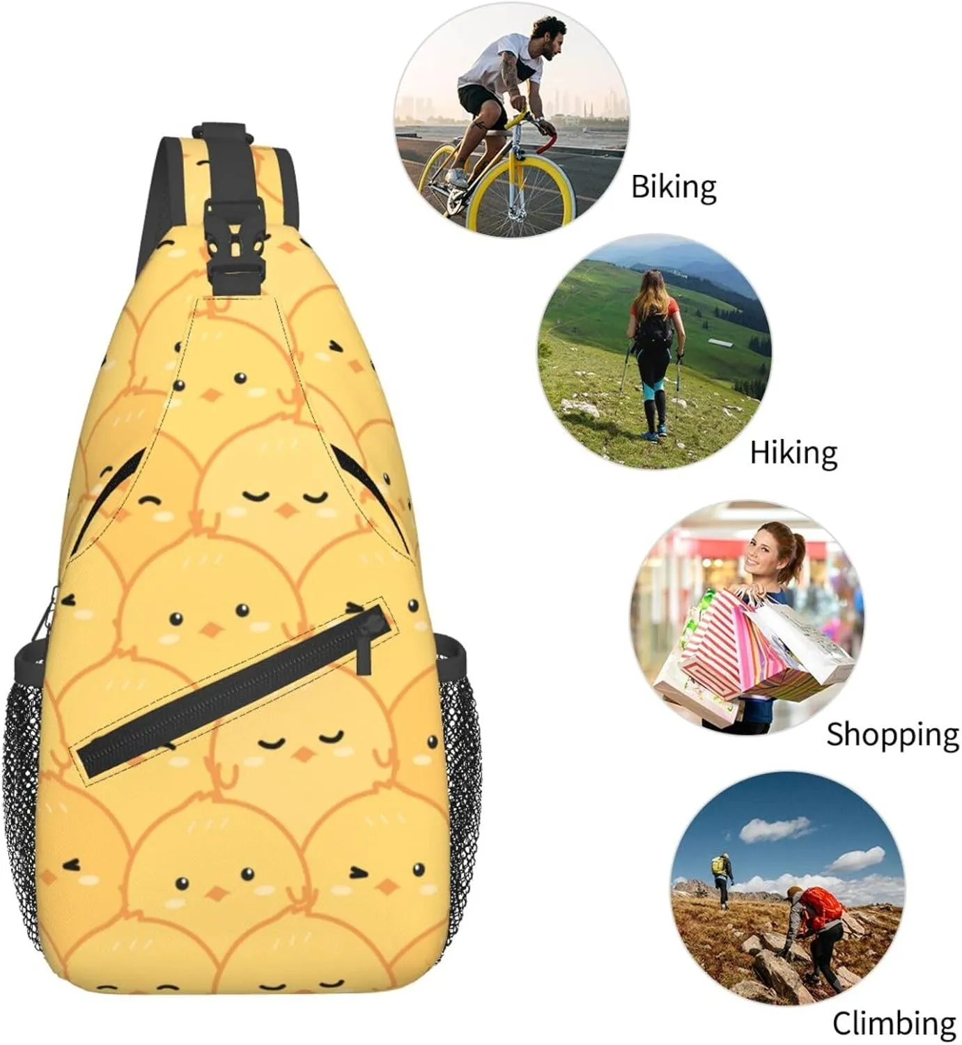 Cute Chickens Crossbody Sling Backpack Sling Bag Adjustable Chest Shoulder Daypack For Women Men