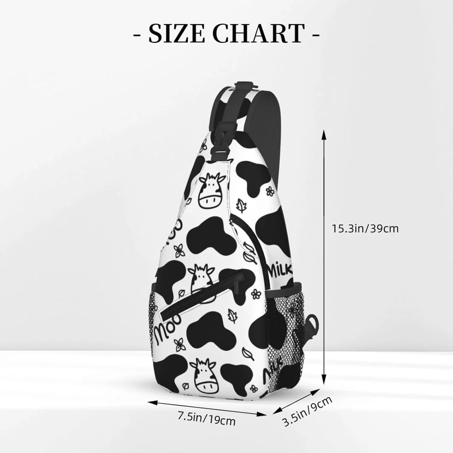 Cute Cow Crossbody Sling Backpack Sling Bag Adjustable Chest Shoulder Daypack For Women Men