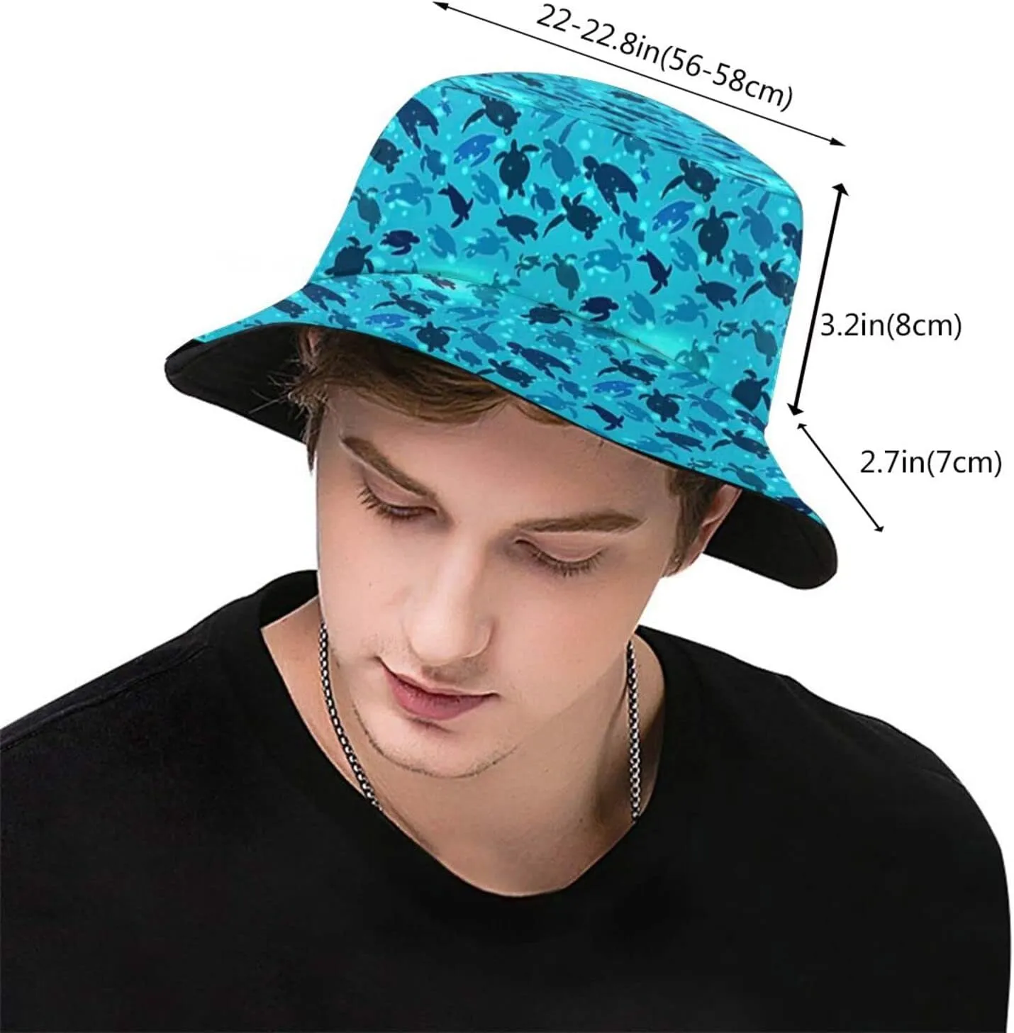 Cute Sea Turtle Bucket Hat Packable Summer Travel Beach Sun Hat Outdoor Turtle Boonie Cap for Women Men Boys Girls