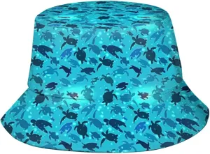 Cute Sea Turtle Bucket Hat Packable Summer Travel Beach Sun Hat Outdoor Turtle Boonie Cap for Women Men Boys Girls