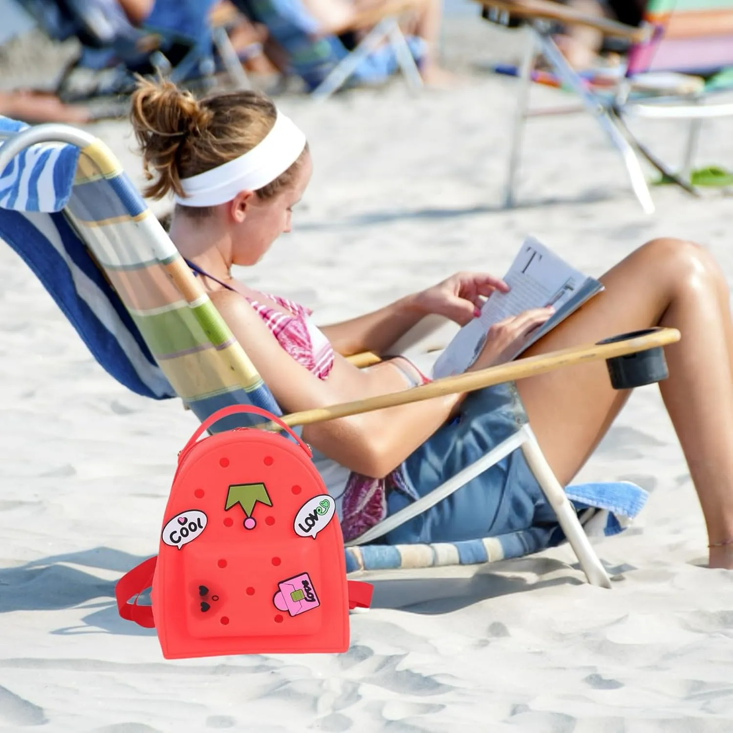 Cute Silicone Jelly Mini Backpack (2 Sizes) for Women Boys & Girls, Water-Resistant Lightweight Bag for Pool, Beach, Gym, Customizable Charms, Easy Clean (Blue, Small Large)