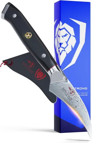 Dalstrong Tourne Peeling Paring Knife - 3 inch Bird's Beak - Shogun Series ELITE - Damascus - Japanese Super Steel - Vacuum Treated - Sheath Included