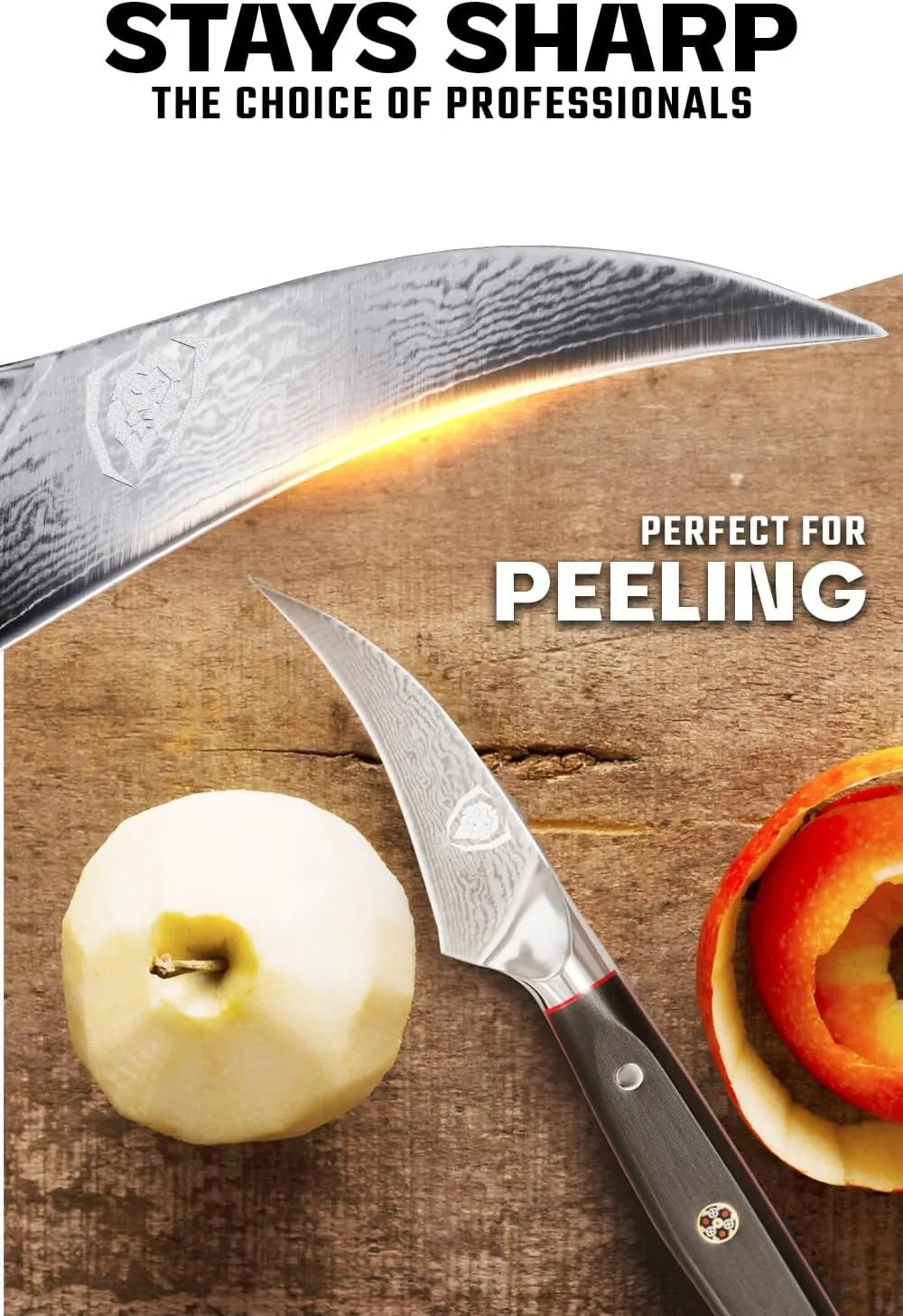Dalstrong Tourne Peeling Paring Knife - 3 inch Bird's Beak - Shogun Series ELITE - Damascus - Japanese Super Steel - Vacuum Treated - Sheath Included