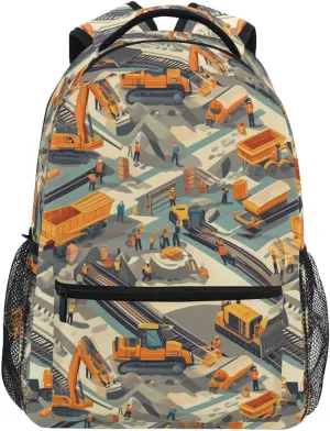 Day Backpack for Teenager Waterproof Personal Backpack with Chest Strap for Business Work College Travel Trip Construction Scene Dump Truck