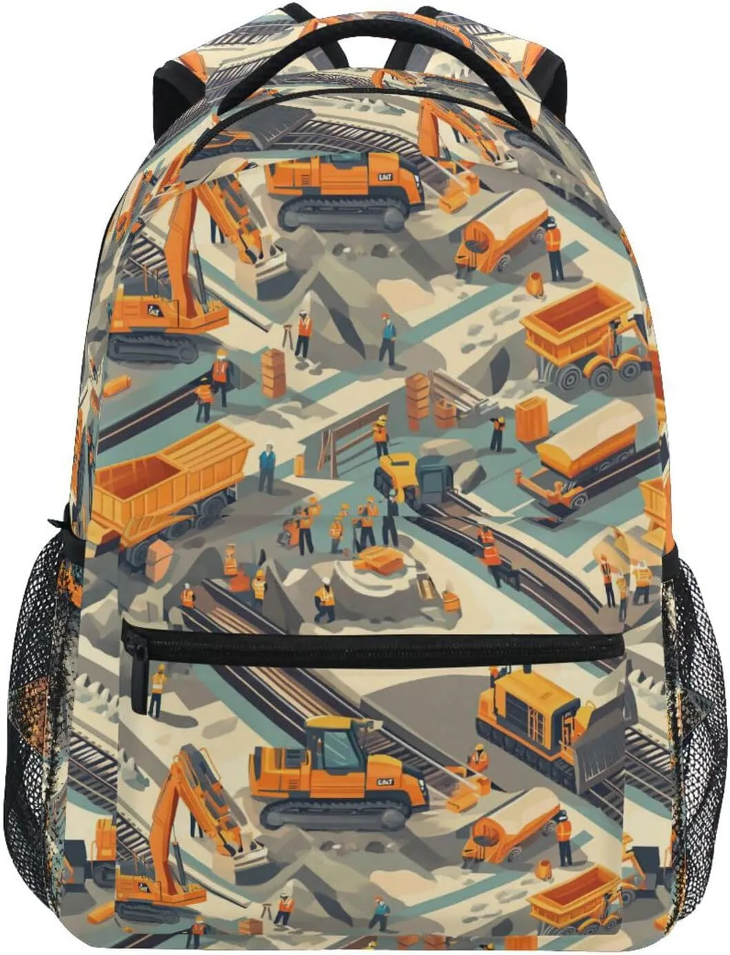 Day Backpack for Teenager Waterproof Personal Backpack with Chest Strap for Business Work College Travel Trip Construction Scene Dump Truck