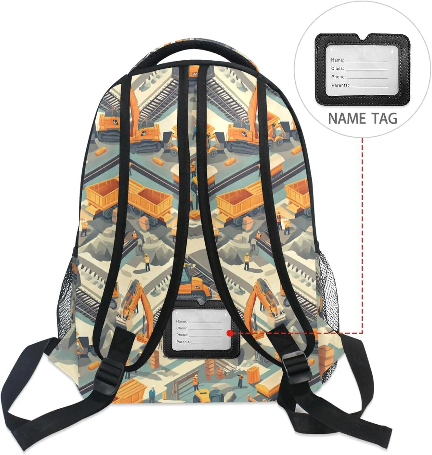 Day Backpack for Teenager Waterproof Personal Backpack with Chest Strap for Business Work College Travel Trip Construction Scene Dump Truck