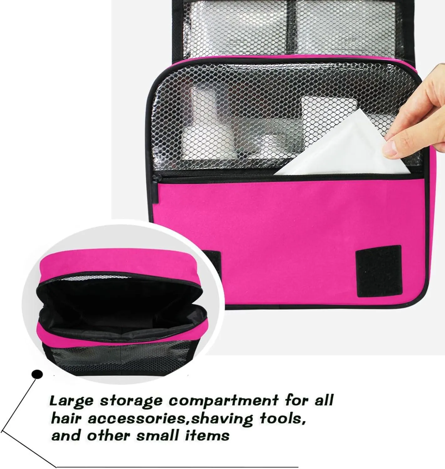 Deep Pink Custom Name Hanging Toiletry Bag Personalized Makeup Cosmetic Bag Large Capacity Travel Toiletry Organizer Cosmetic Case for Toiletries Shaving Brush Storage