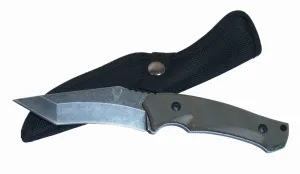 Defender Full Tang Hunting Knife Stone Wash Blade Bone Edge G10 Handle with Sheath 6878