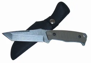 Defender Stone Wash Blade Full Tang Bone Edge Hunting Knife G10 Handle with Sheath 6866