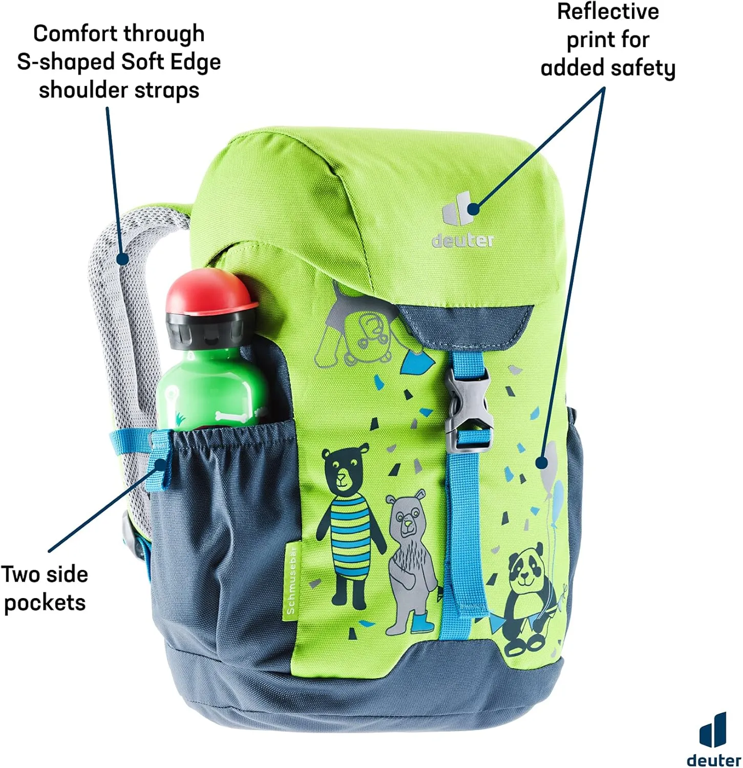 Deuter Schmusebar Kid's Backpack for School and Hiking - Kiwi-Arctic