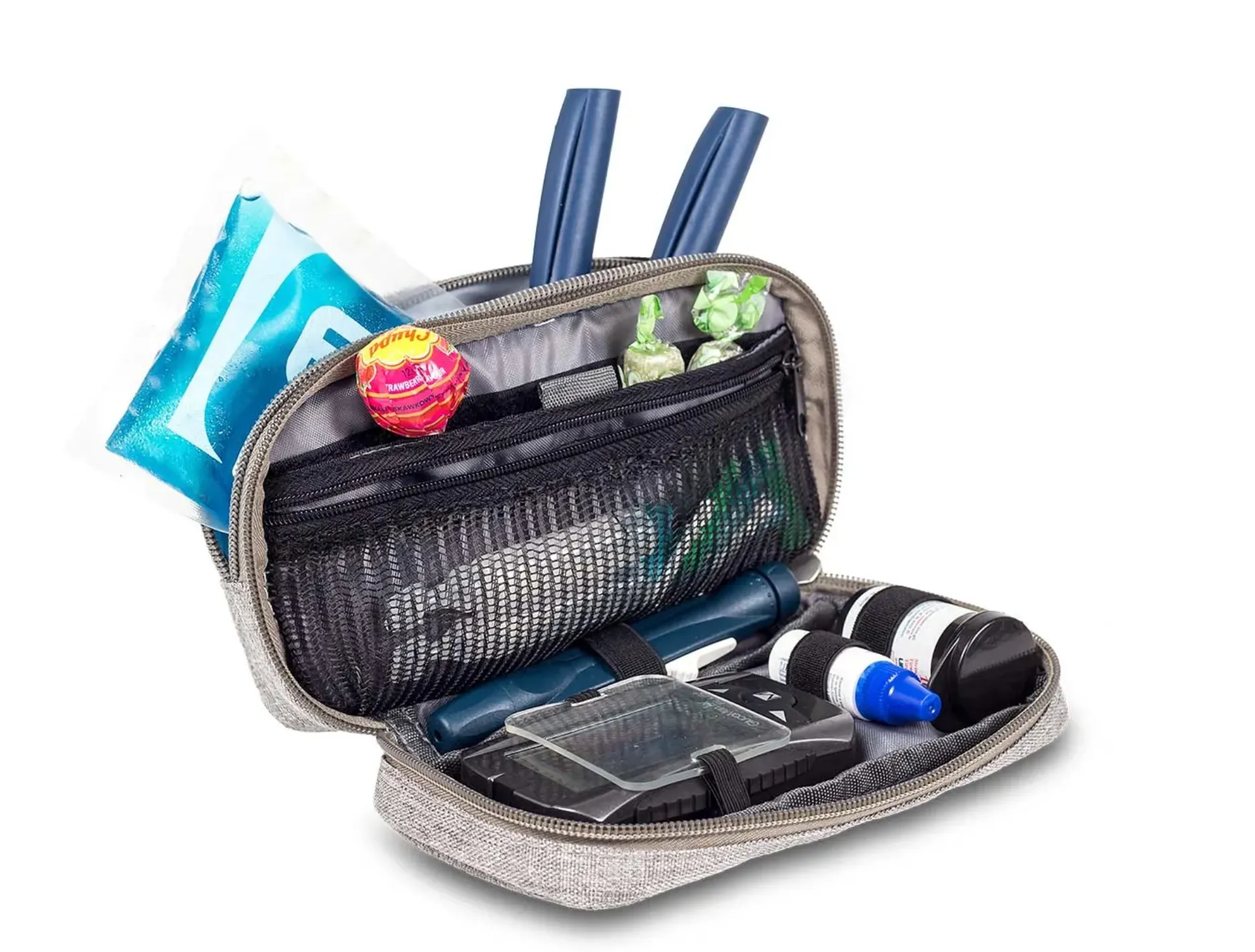 DIABETICS Diabetes Bag Isothermal Bag Grey with Gel Cool Pack