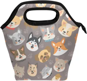 Dog and Dog Paw Cute Lunch box Insulated Lunch Bag Lunch Container Handbag for Women Men Girls Boys Kids Work Office School