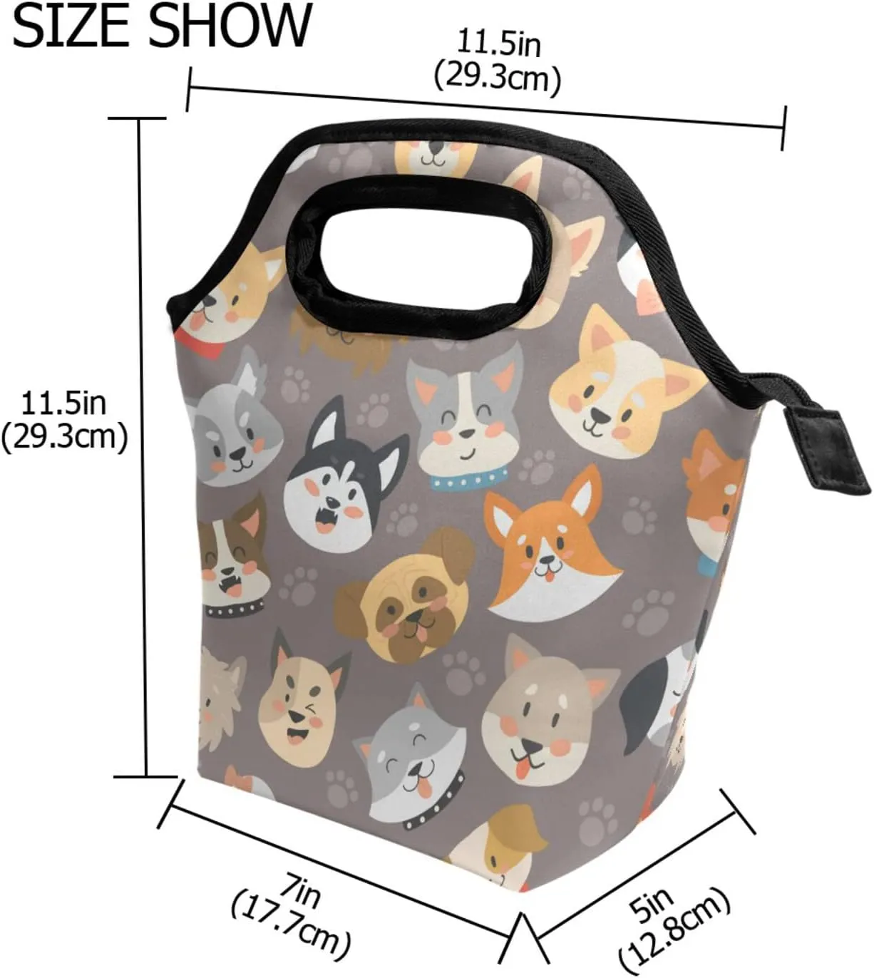 Dog and Dog Paw Cute Lunch box Insulated Lunch Bag Lunch Container Handbag for Women Men Girls Boys Kids Work Office School