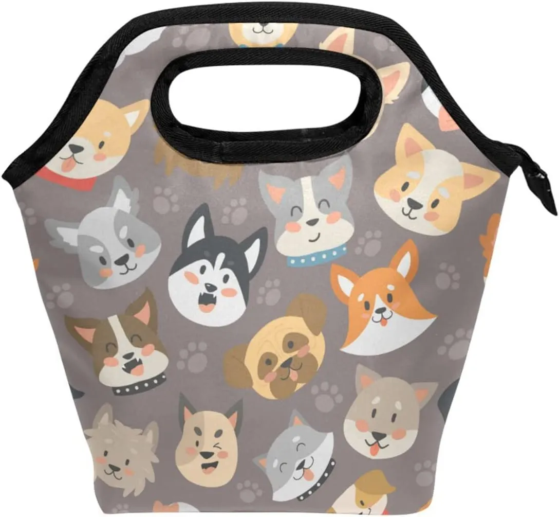 Dog and Dog Paw Cute Lunch box Insulated Lunch Bag Lunch Container Handbag for Women Men Girls Boys Kids Work Office School