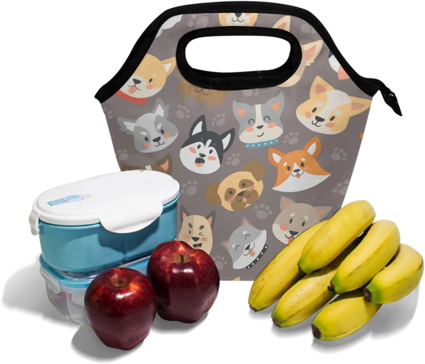 Dog and Dog Paw Cute Lunch box Insulated Lunch Bag Lunch Container Handbag for Women Men Girls Boys Kids Work Office School
