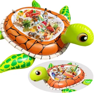 DomKom Inflatable Cooler Turtle, 59" Large Drink Ice Cooler, Inflatable Pool Party Decorations, Beach Theme Party Decor, Hawaiian Tropical Luau, Buffet Food Drink Holder Containers Outdoor Picnic ﻿