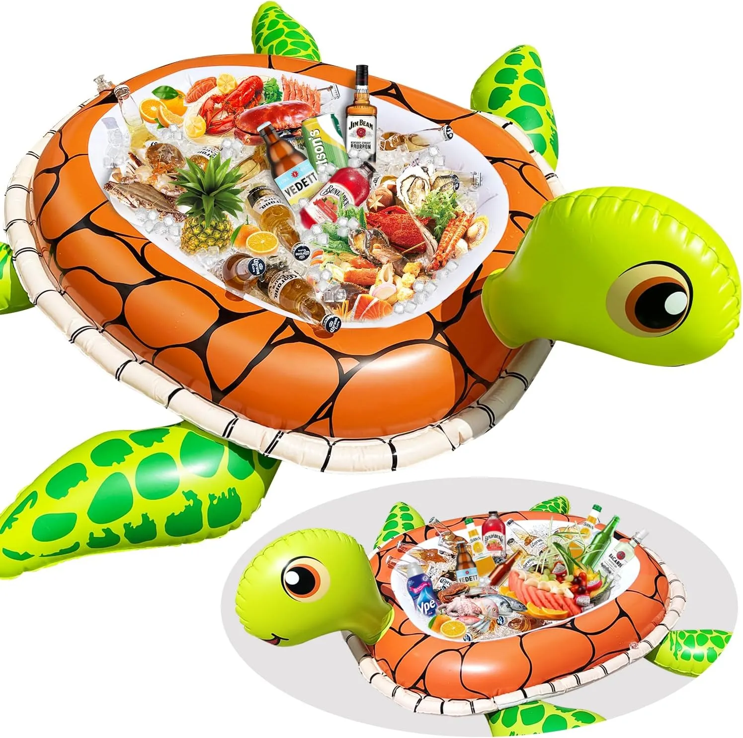 DomKom Inflatable Cooler Turtle, 59" Large Drink Ice Cooler, Inflatable Pool Party Decorations, Beach Theme Party Decor, Hawaiian Tropical Luau, Buffet Food Drink Holder Containers Outdoor Picnic ﻿