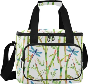 Dragonfly Leaf White Insulated Cooler Bag for Women Men Leakproof 24 Can Camping Car Coolers for Work Office Picnic