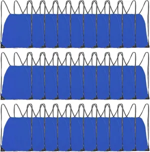 Drawstring Backpack, 30 Pcs Bulk Draw String Bags, Polyester Cinch Bag for Sport Gym, Royal Blue