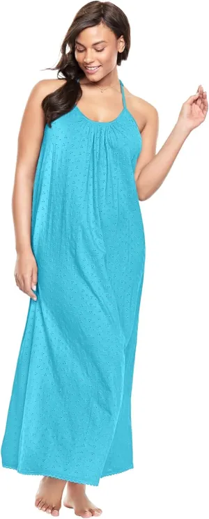 Dreams & Co. Plus Size Breezy Eyelet Knit Long Nightgown