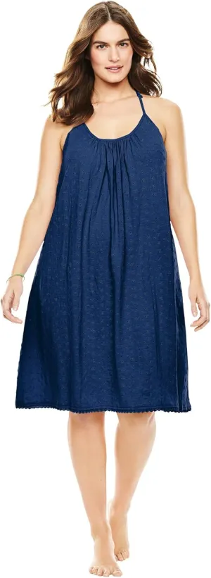 Dreams & Co. Plus Size Breezy Eyelet Short Nightgown