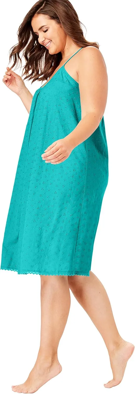 Dreams & Co. Plus Size Breezy Eyelet Short Nightgown