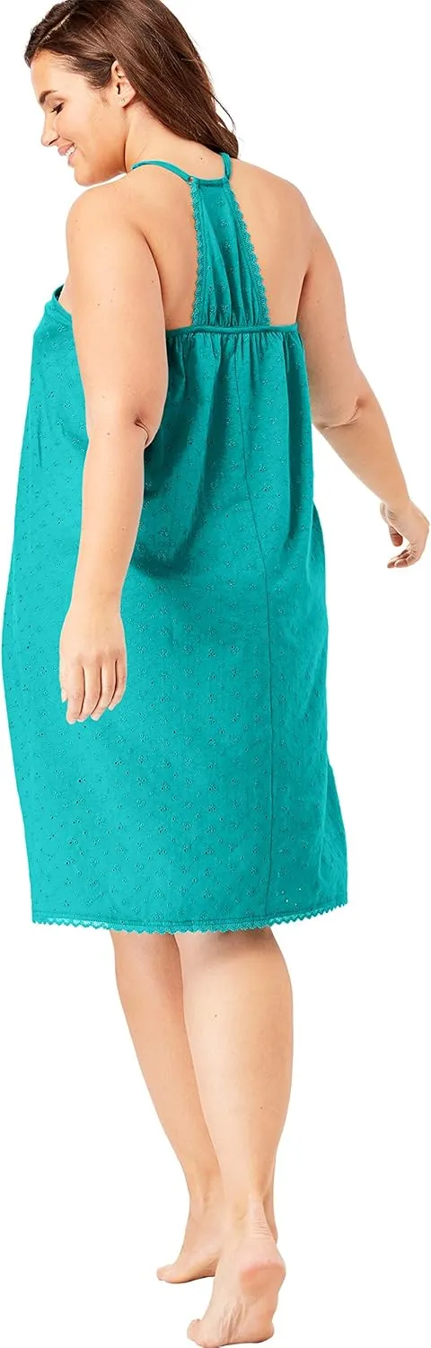 Dreams & Co. Plus Size Breezy Eyelet Short Nightgown