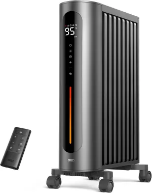 Dreo Oil Filled Radiator Heater, 1500W Radiant Heater with Remote Control, Digital Thermostat, 4 Modes, 24h Timer, 10 Safety Protections, Child Lock, Space Heaters for Indoor Use Large Room Bedroom