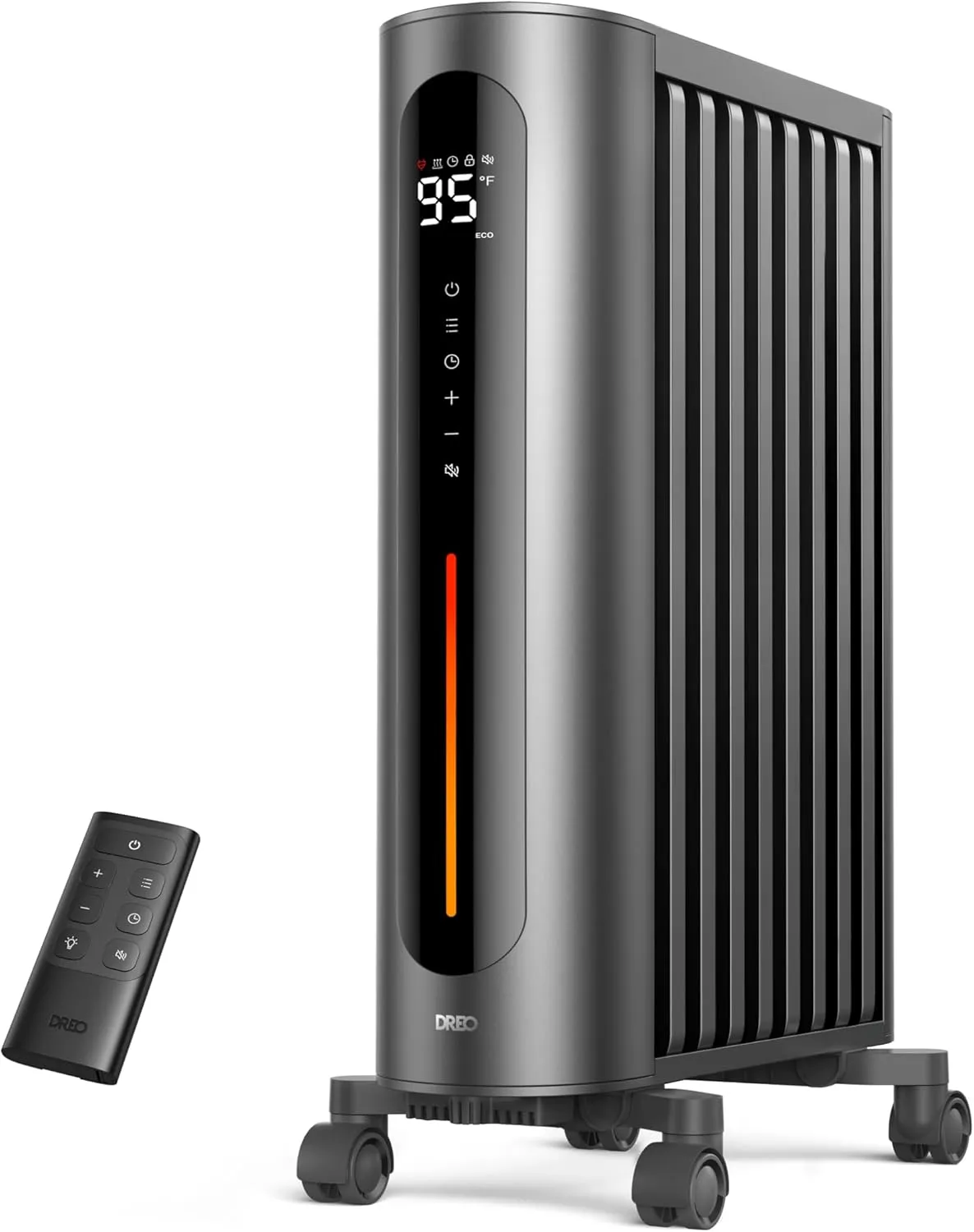 Dreo Oil Filled Radiator Heater, 1500W Radiant Heater with Remote Control, Digital Thermostat, 4 Modes, 24h Timer, 10 Safety Protections, Child Lock, Space Heaters for Indoor Use Large Room Bedroom