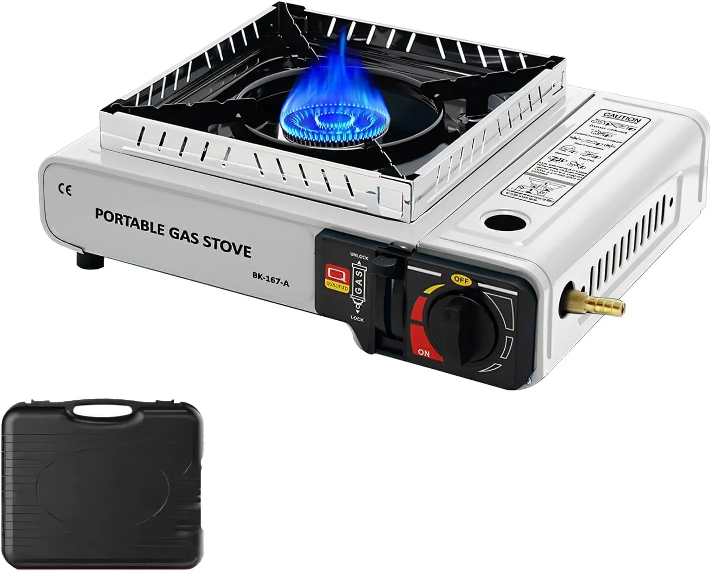 Dual Fuel Stove with Butane & Propane with Carrying Case, Wind-Guard Camping Stove Portable and lightweight for Emergency, Hiking, Backpacking, Camping Essentials (White)