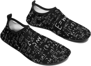 DZUAIKIT Math Formula Equation Black Water Shoes for Women Men Soft Sport Outdoor Non-Slip Rubber Quick-Dry Shoes