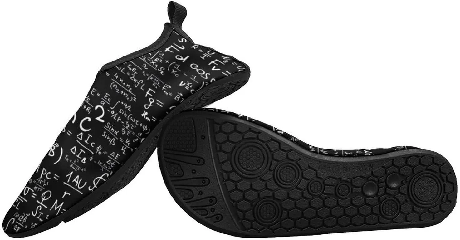 DZUAIKIT Math Formula Equation Black Water Shoes for Women Men Soft Sport Outdoor Non-Slip Rubber Quick-Dry Shoes