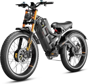 eAhora Romeo Pro Ⅲ 5000W Electric Bike for Adults 50Mph, 60V 80Ah Battery up to 250Miles,Long Range Dual Motors Ebike,26"*4.0 Fat Tire Full Suspension Off-Road Mountain E-Bike for Men,UL 2849