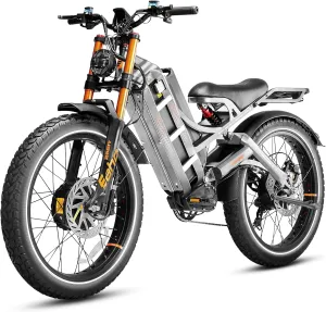 eAhora Romeo Pro Ⅲ 5000W Electric Bike for Adults 50Mph, 60V 80Ah Battery up to 250Miles,Long Range Dual Motors Ebike,26"*4.0 Fat Tire Full Suspension Off-Road Mountain E-Bike for Men,UL 2849