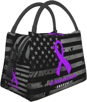 Eating Disorders Awareness Lunch Box Large Portable Collapsible Insulated Cooler Lunch Tote for Adults0