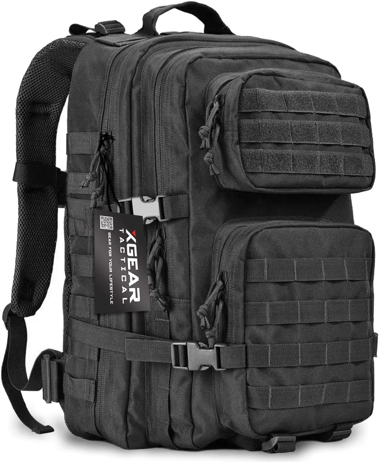 EcoGear FX XGear Tactical Military Tactical Backpack – Large Army Assault 3 Day Molle Bug Out Bag Hiking Trekking Rucksack Backpack (Black)