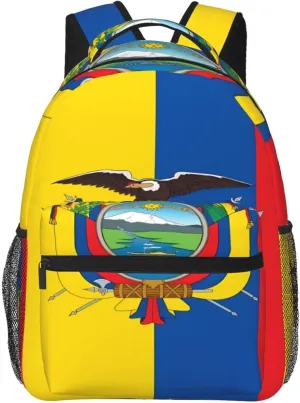 Ecuador Ecuadorian Flag Backpack Casual Laptop Backpack Double Shoulder Bag Lightweight Backpack For Women Men Travel