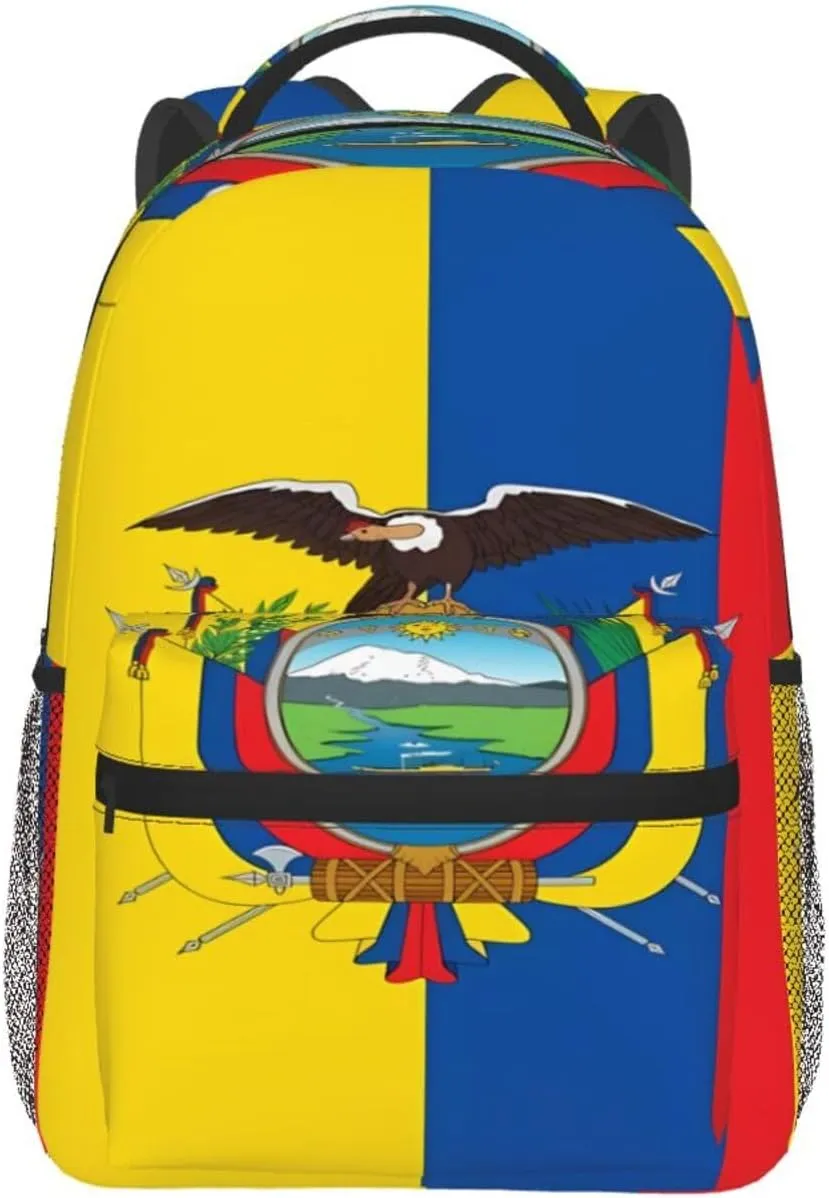 Ecuador Ecuadorian Flag Backpack Casual Laptop Backpack Double Shoulder Bag Lightweight Backpack For Women Men Travel