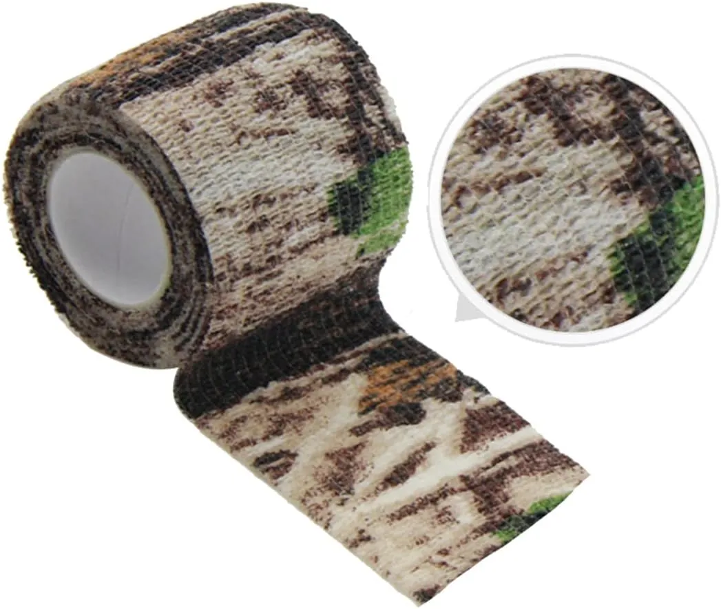 ECYC Ltd 10 Roll 1" x 4.9 Yards Camo Tape Sports Athletic Tape, Self-Adhesive Cohesive Wrap Bandage Tape Non Woven Bandage Wrap Camouflage Tape Waterproof for Sports Outdoor Hunting Gun Camera
