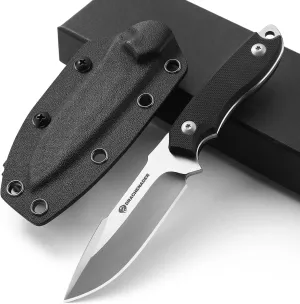EDC Fixed Blade Knife with Kydex Sheath 7-Inch D2 Steel Small Tactical Knife with Clip Lock, Versatile for Horizontal and Vertical Carry