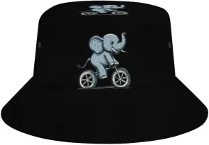 Elephant Rider Bicycle Acrobatics Print Bucket Hat Sun Hats Unisex Cap Fishing Summer