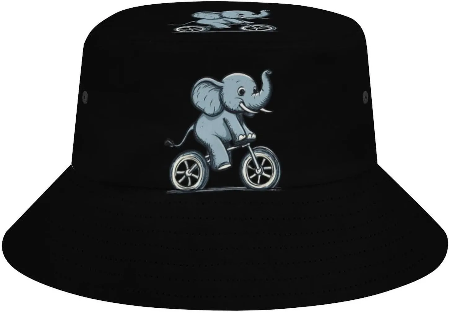 Elephant Rider Bicycle Acrobatics Print Bucket Hat Sun Hats Unisex Cap Fishing Summer