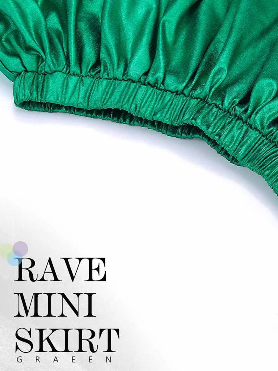 Emerald Green Satin A-Line Skirt