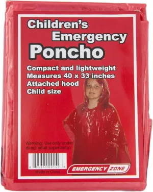 Emergency Red or Green Poncho, Emergency Rain Gear, Weather Protection. Disposable. Bulk Pack Options